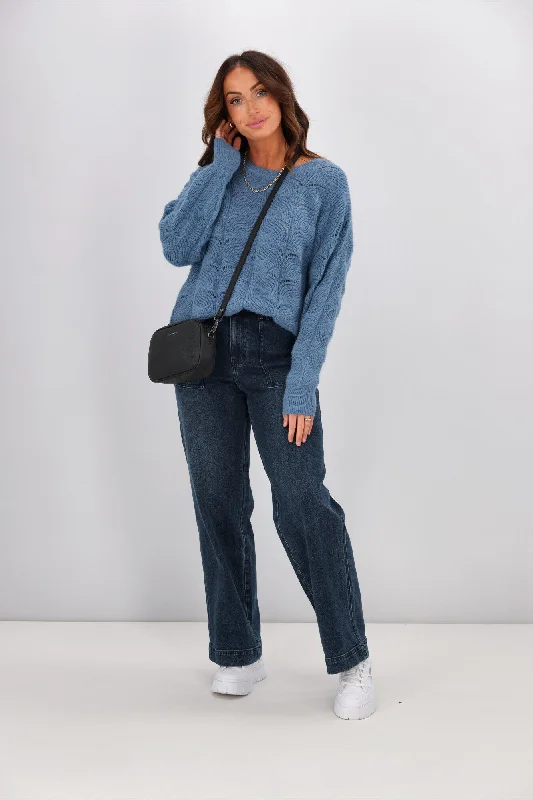 Shine On Label Marisol Pointelle Jumper Blue