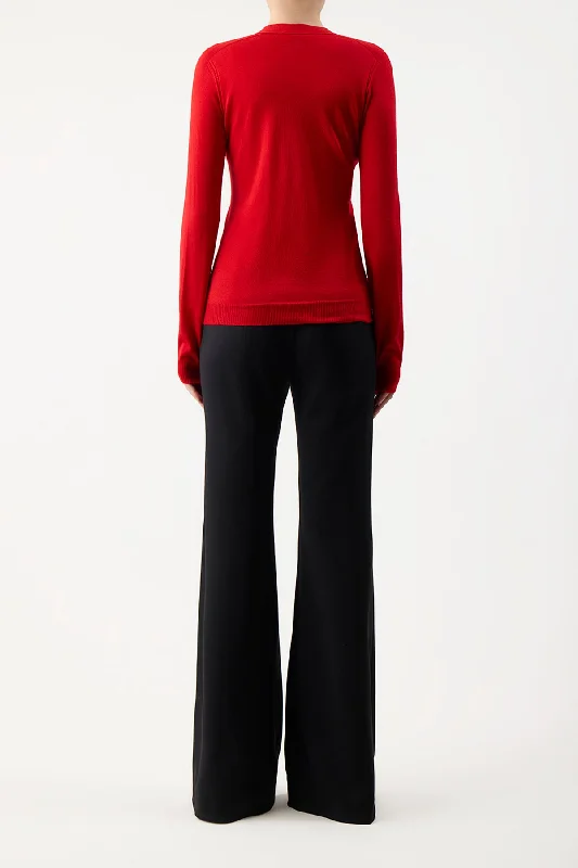 Tori Knit Cardigan in Red Topaz Cashmere Silk