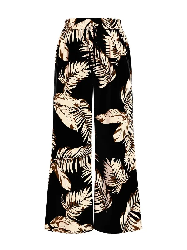 Vaila Plus Size Wide Leg Pant in Tropical Print