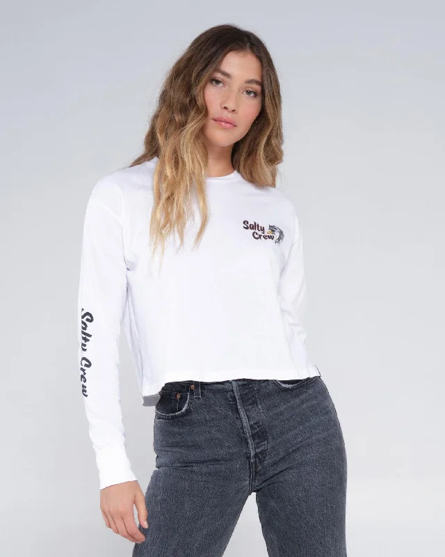 Fish N Chips L/S Crop Tee - White