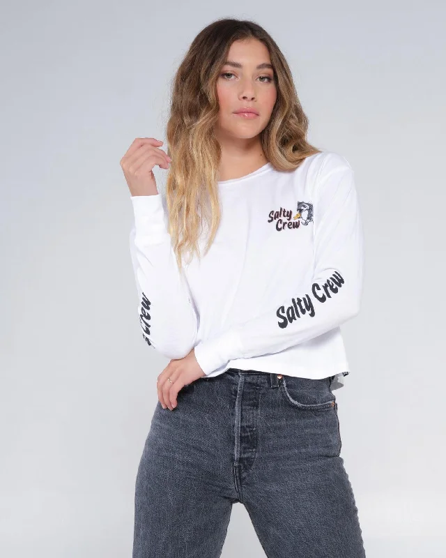 Fish N Chips L/S Crop Tee - White