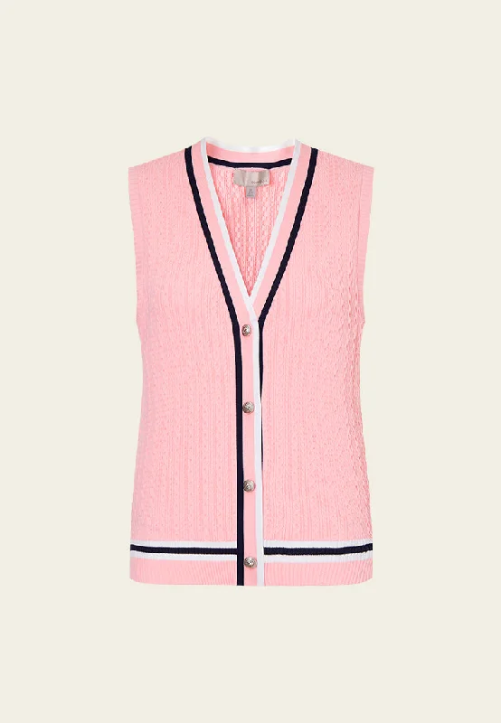 Pink Striped V-neck Knit Vest