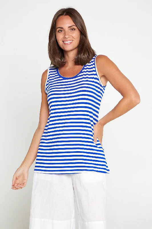 Basic Cotton Tank - Royal Blue Stripe