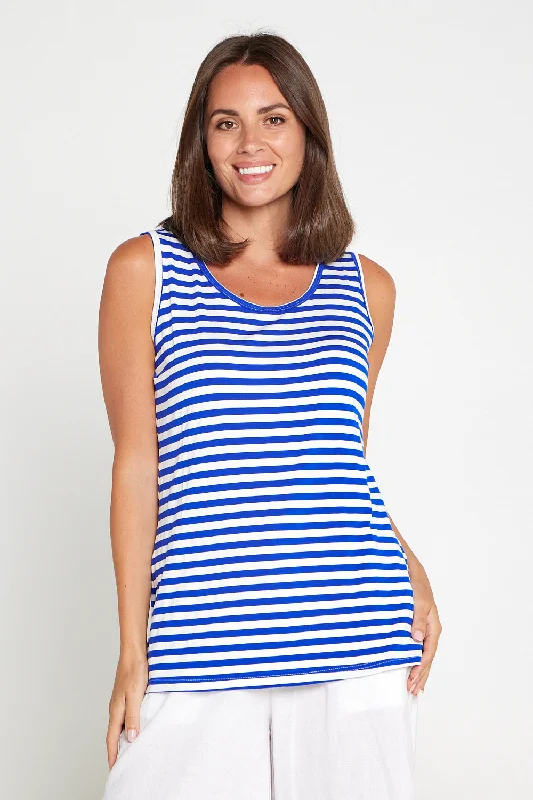 Basic Cotton Tank - Royal Blue Stripe