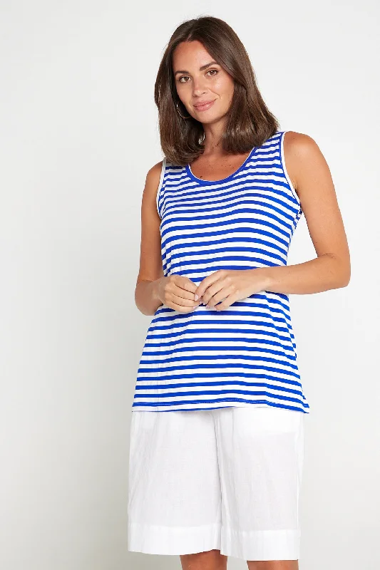 Basic Cotton Tank - Royal Blue Stripe