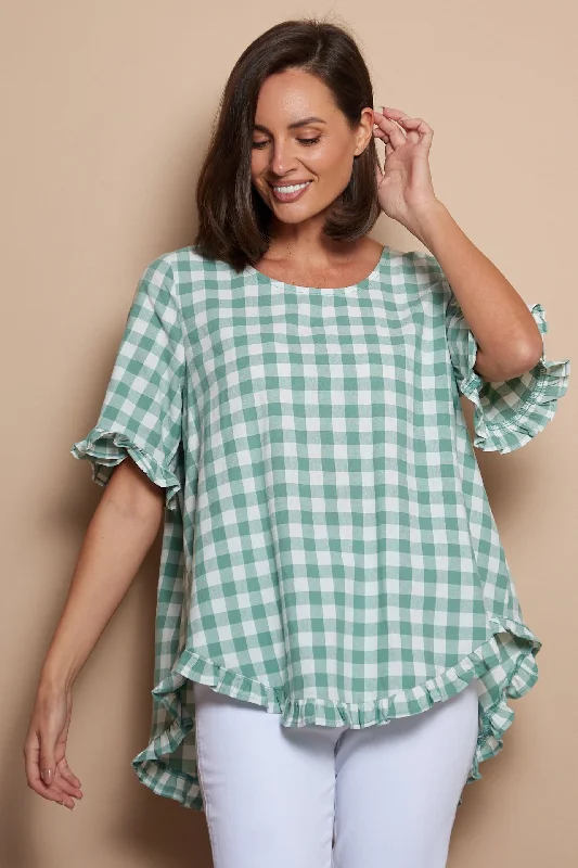 Blossom Top - Mint Green Gingham