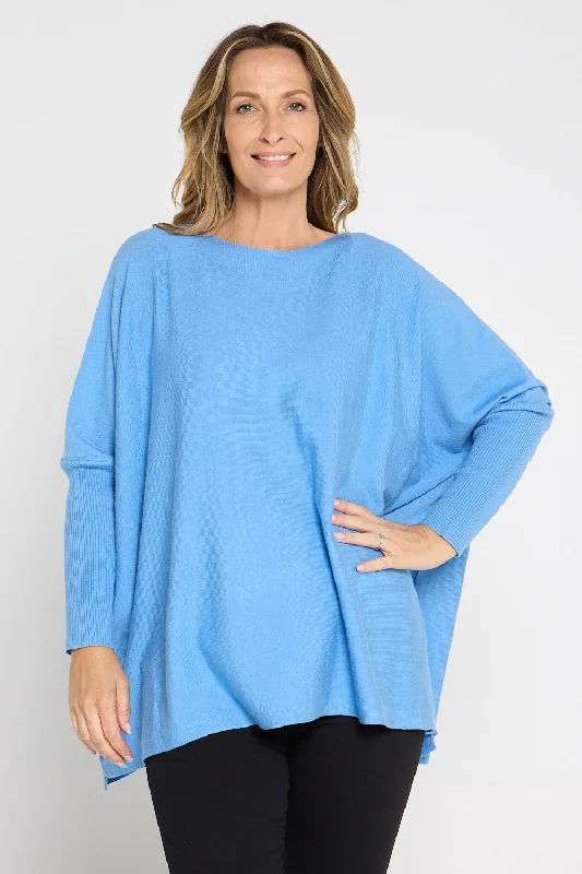 Button Back Knit Jumper - Blue