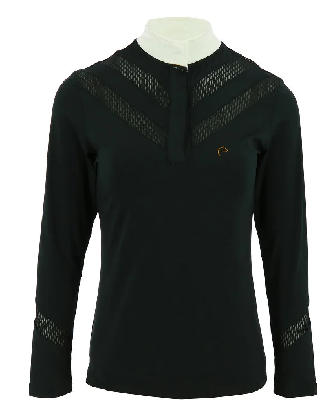 Equi-Theme Mesh Strip Long Sleeve Shirt