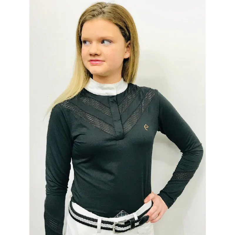 Equi-Theme Mesh Strip Long Sleeve Shirt