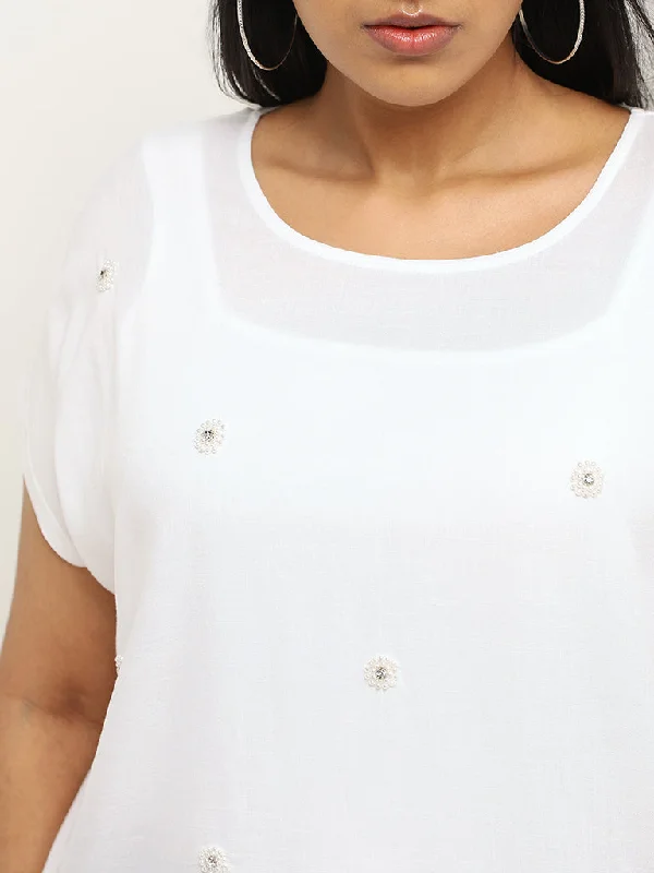 Gia White Cotton Relaxed-Fit T-Shirt