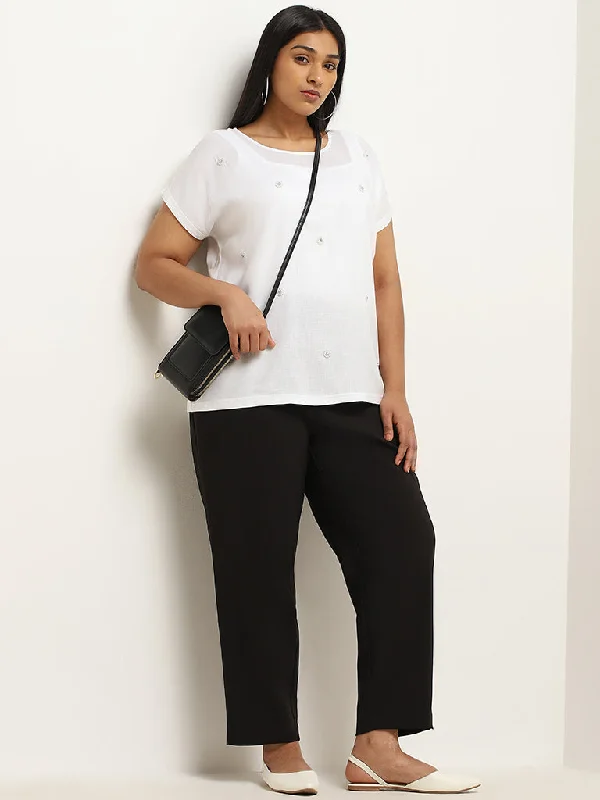 Gia White Cotton Relaxed-Fit T-Shirt