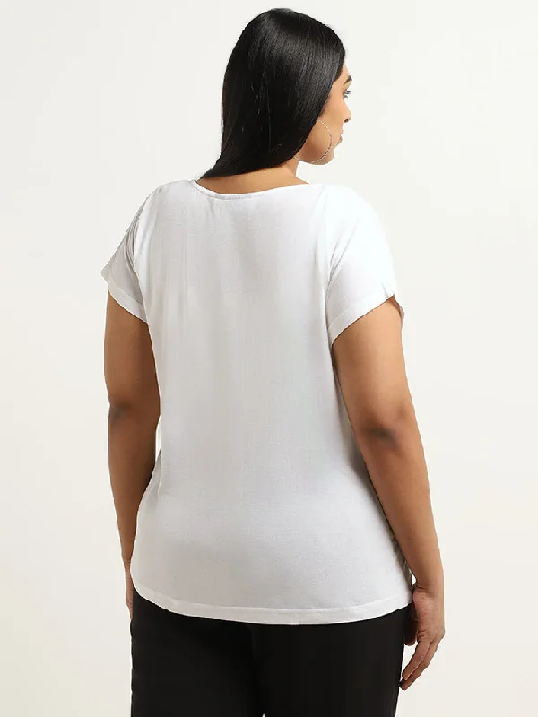 Gia White Cotton Relaxed-Fit T-Shirt