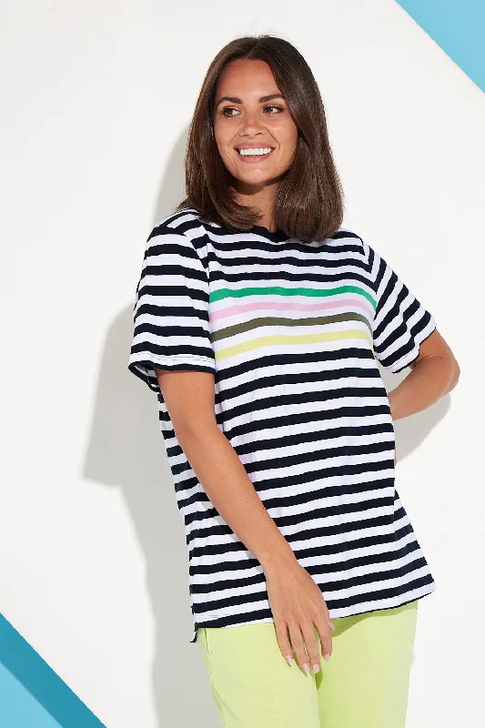 Harmony Short Sleeve Tee - Navy/White Stripe