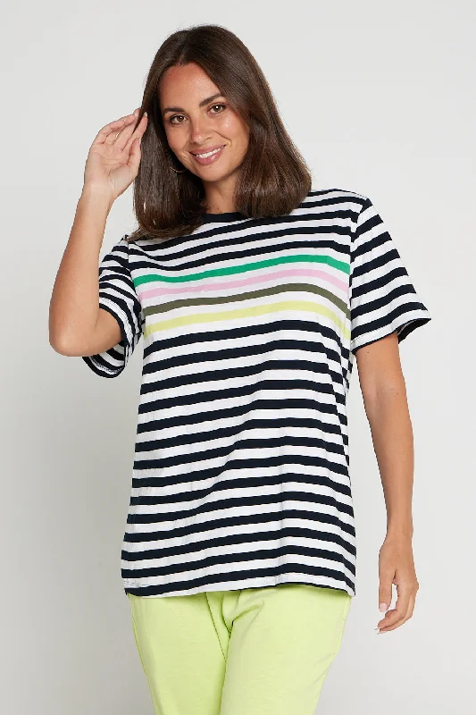 Harmony Short Sleeve Tee - Navy/White Stripe