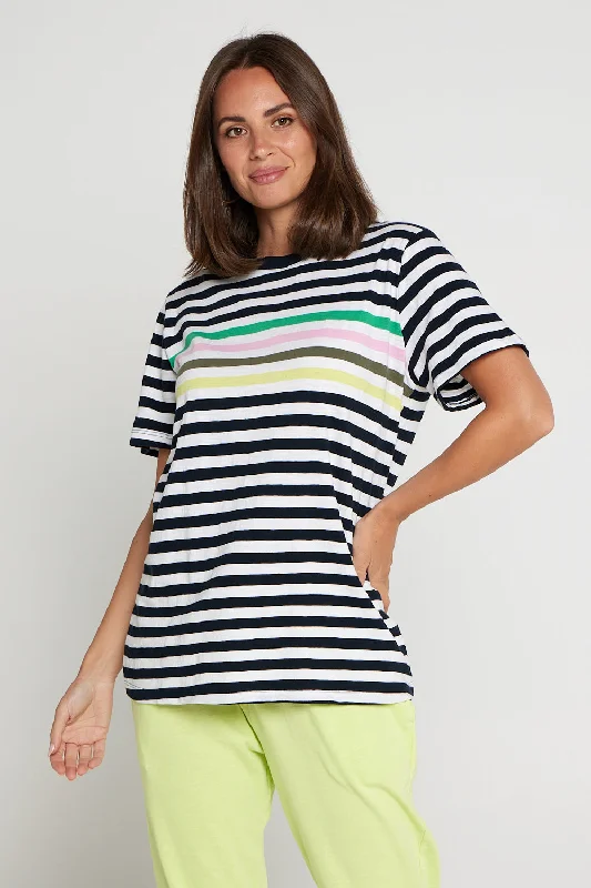 Harmony Short Sleeve Tee - Navy/White Stripe