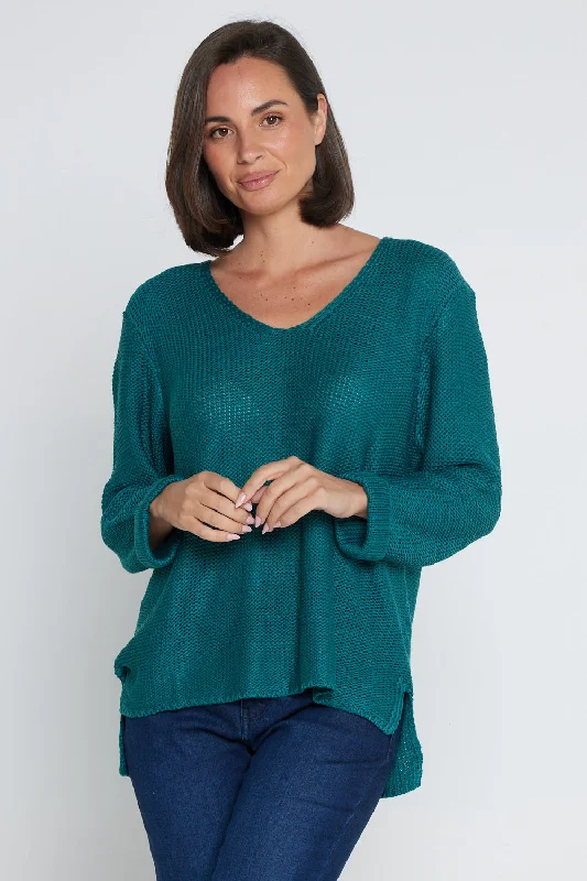 Emmy Cotton Knit Jumper - Teal