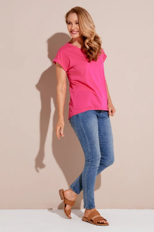 Nell Cotton Tee - Hot Pink