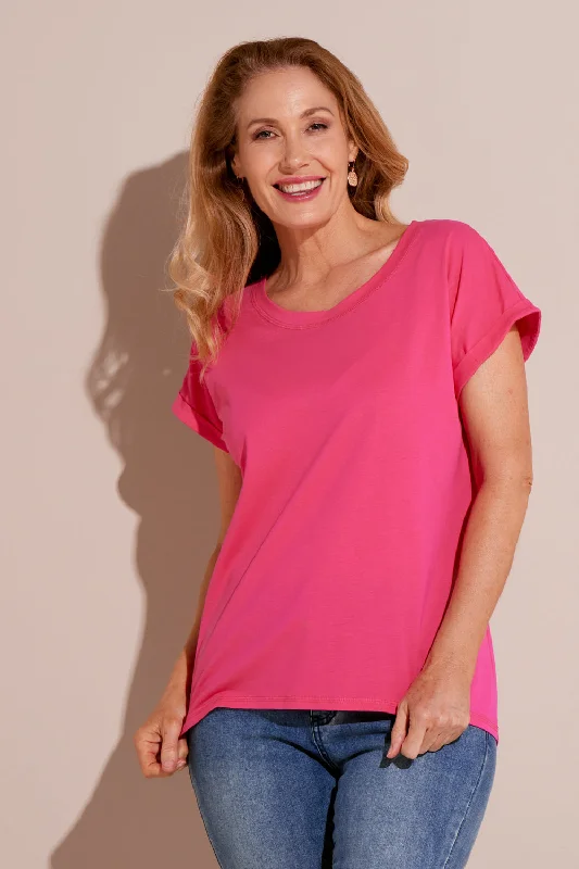 Nell Cotton Tee - Hot Pink