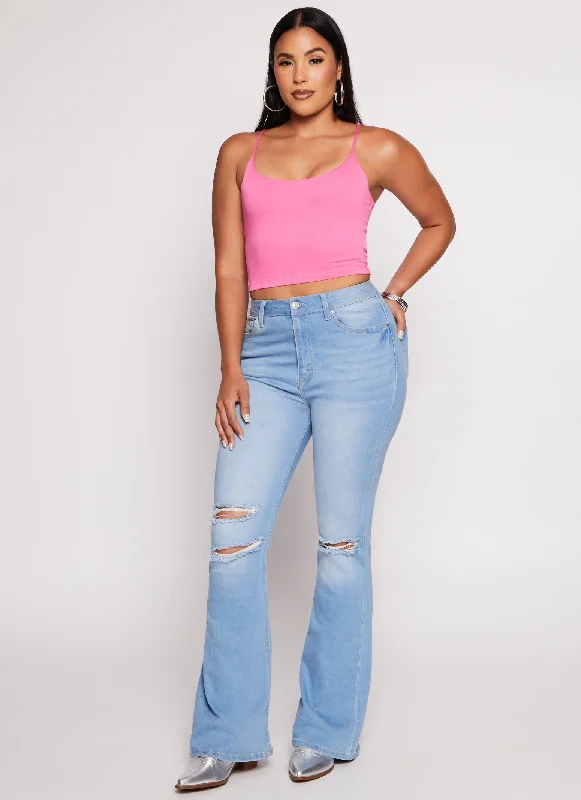 Double Lined Scoop Neck Cropped Cami