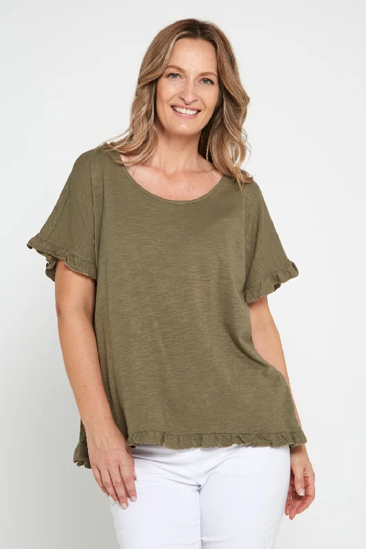 Ruffle Core Top - Khaki