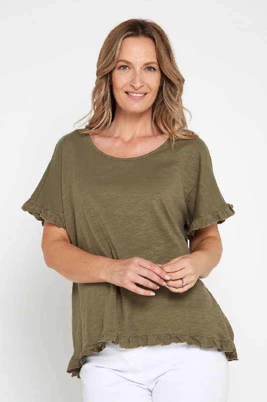 Ruffle Core Top - Khaki