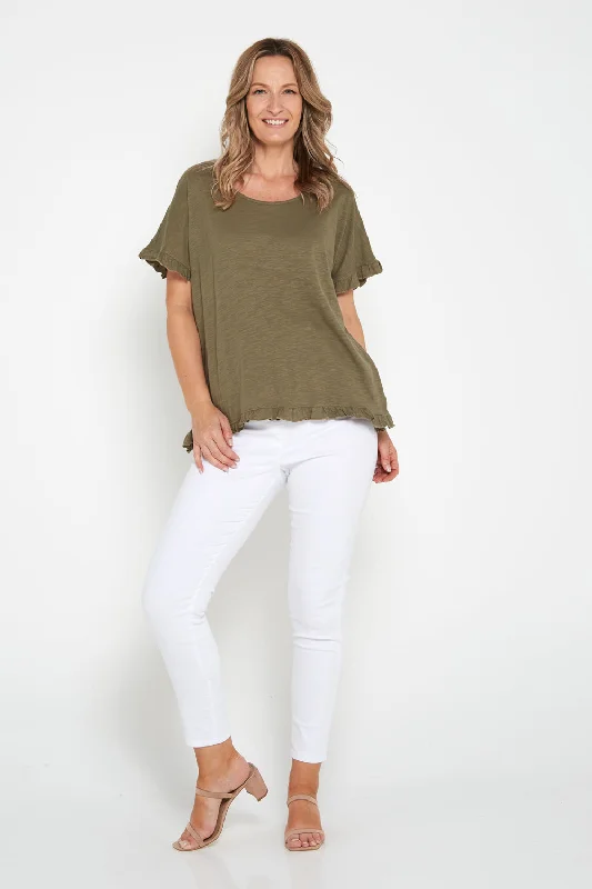 Ruffle Core Top - Khaki