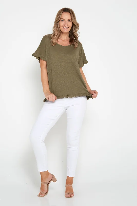 Ruffle Core Top - Khaki