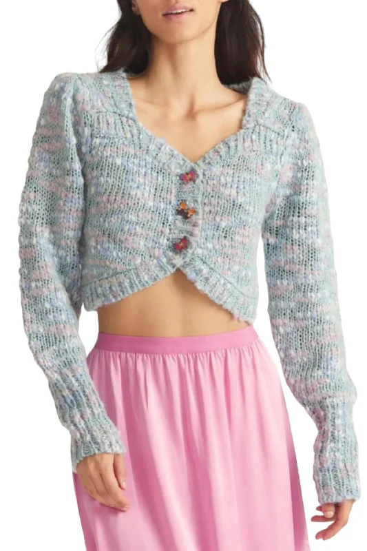 Saundria Crop Cardigan In Galaxy