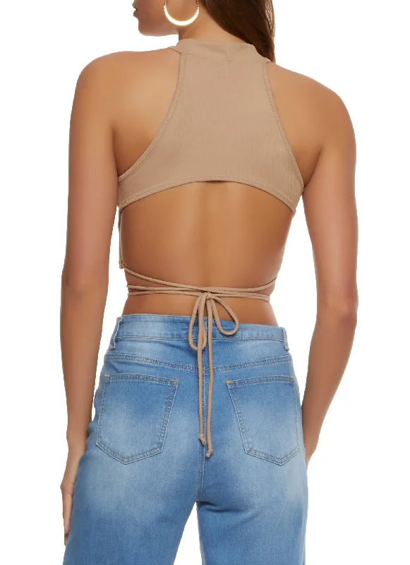 Tie Back Halter Crop Top