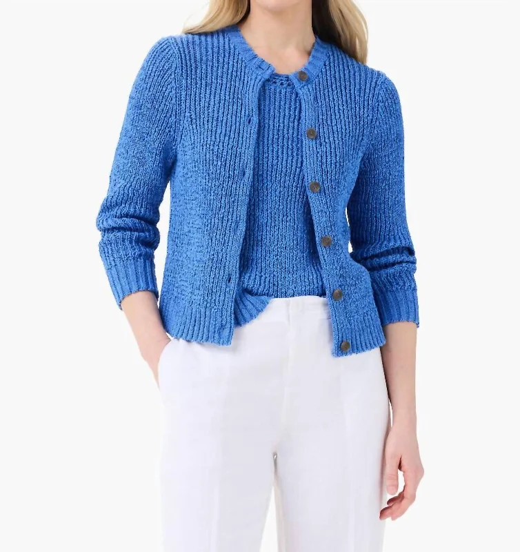 Tape Yard Button Cardigan In True Blue