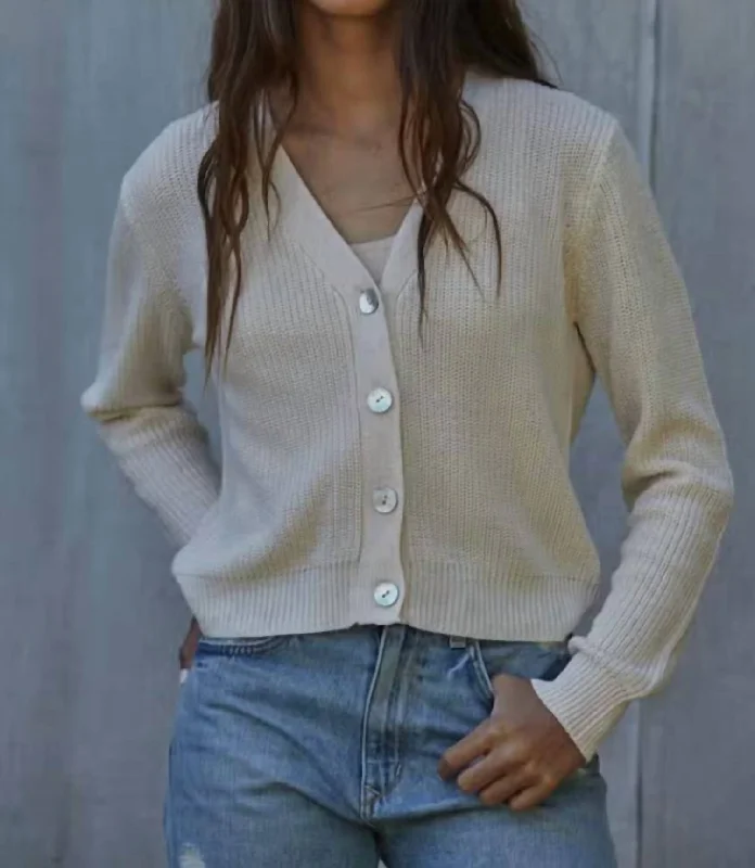 V-Neck Cardigan In Ivory