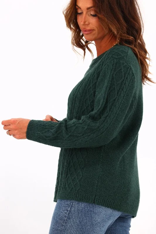 Alpine by Shine On Lucille Merino Cable Knit Jumper Olive