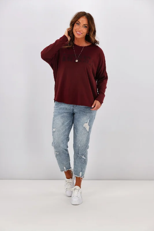 Alpine by Shine On Mabel Split Back Merino Top Claret