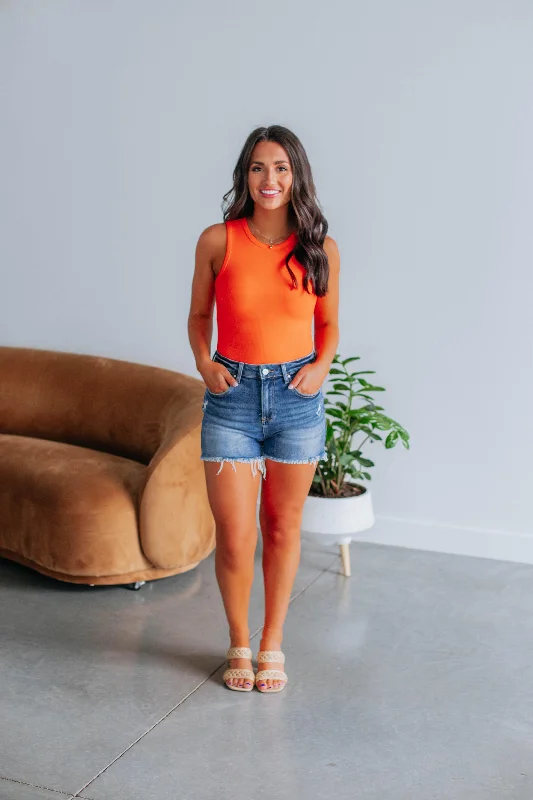 April Ribbed Bodysuit - Tangerine