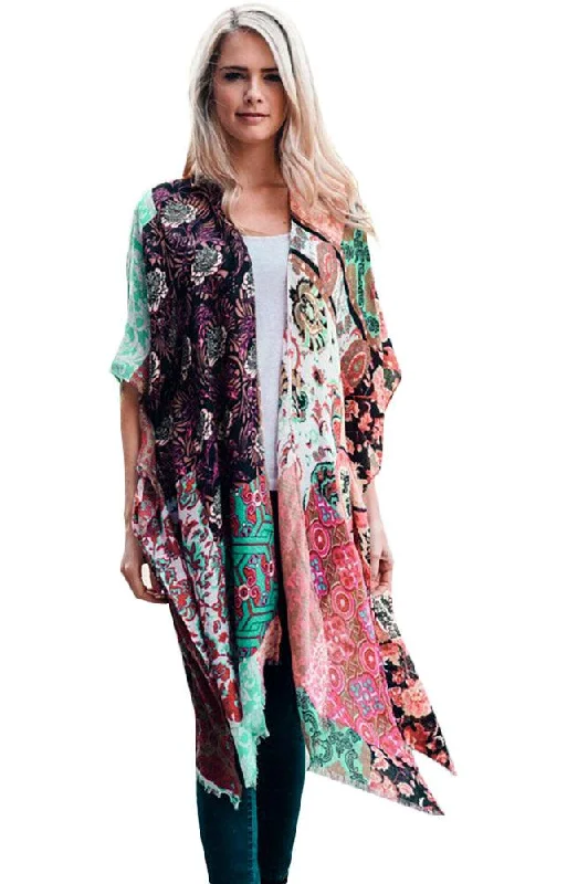 Women's Boho Floral Patchwork Kimono