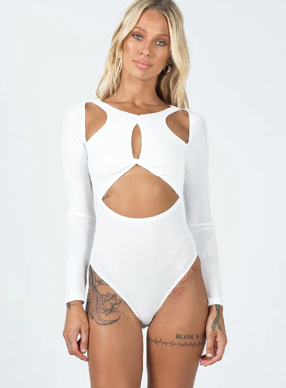 Braxton Long Sleeve Bodysuit White