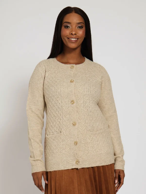 Cable Cardigan With Buttons - Oatmeal