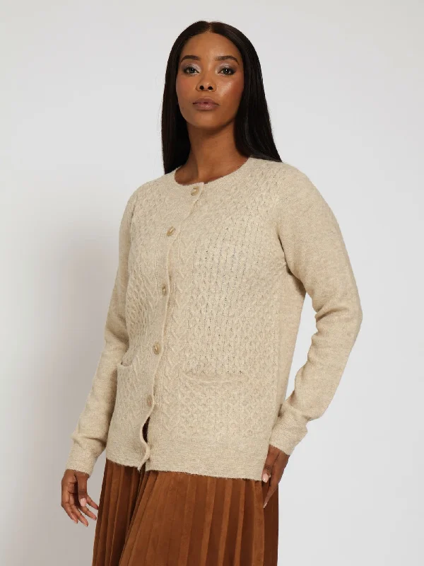 Cable Cardigan With Buttons - Oatmeal