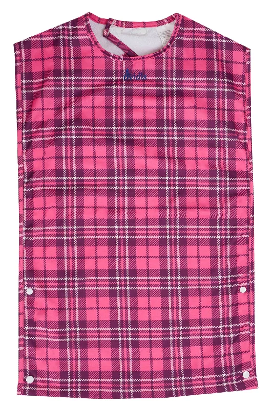 Adult Bib Waterproof Clothing Protector - Pink Plaid