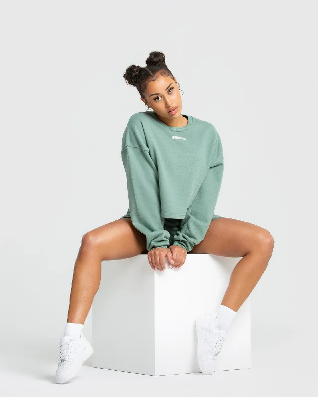 Comfort Cropped Crew Neck | Pastel Green