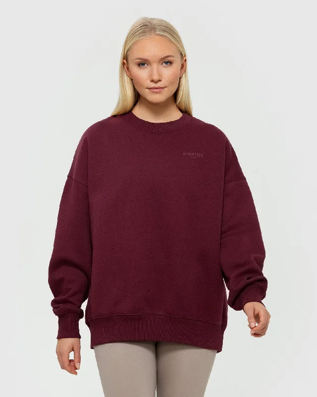 Comfort Oversized Crew Neck | Dark Cherry