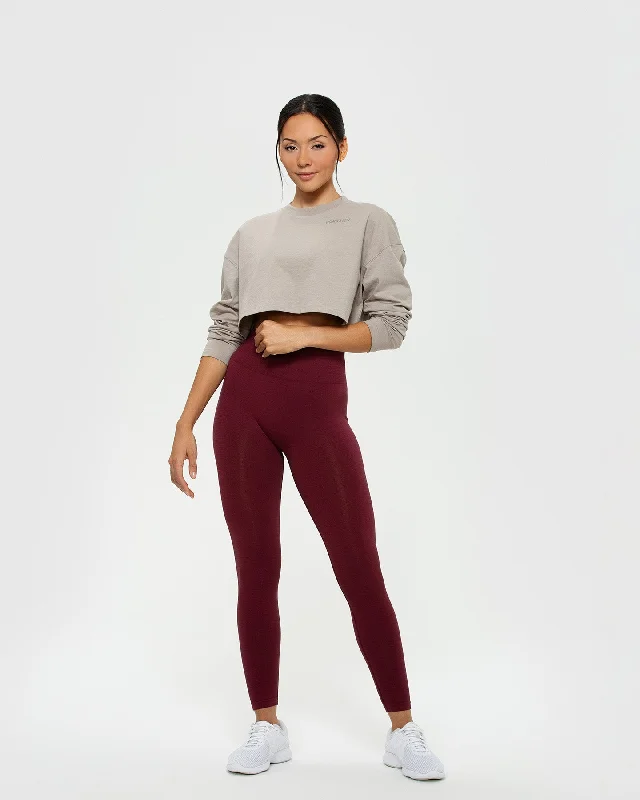 Comfort Oversized Cropped Long Sleeve T-Shirt | Buff