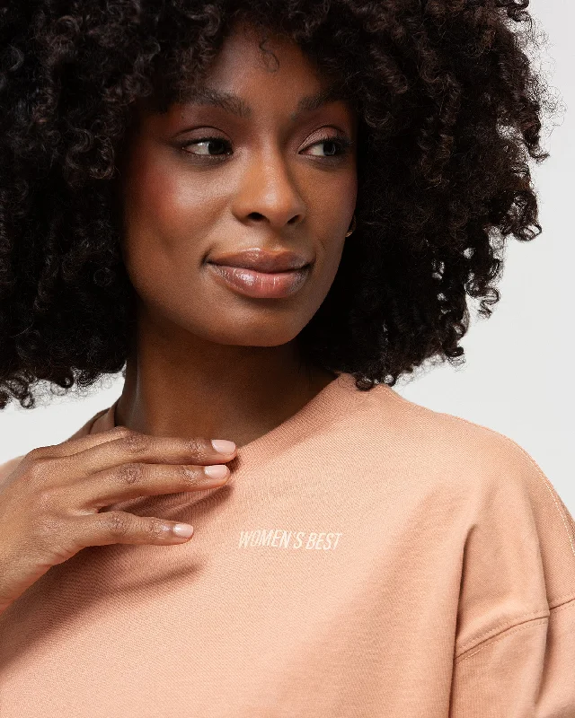 Comfort Oversized Cropped Long Sleeve T-Shirt | Clay