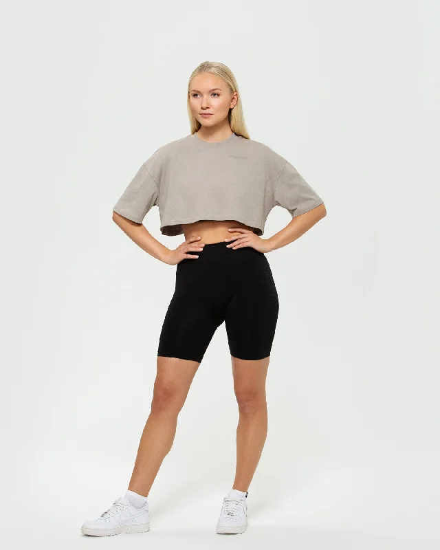 Comfort Oversized Cropped Short Sleeve T-Shirt | Buff