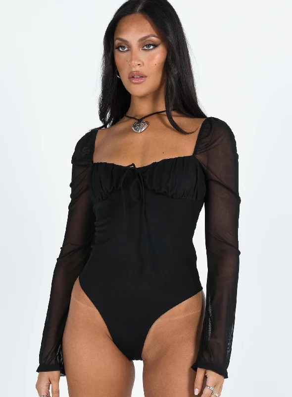 Dahlia Long Sleeve Bodysuit Black