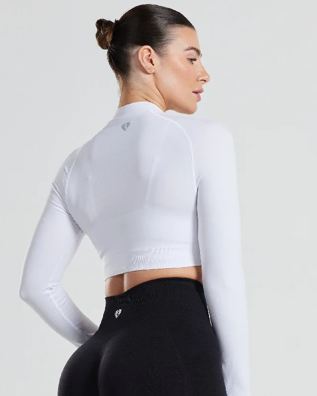 Define Seamless Crop Zip Jacket | White