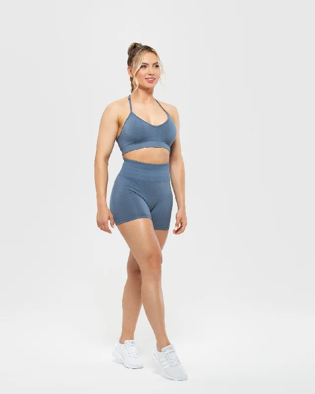 Define Seamless Halter Neck Bra | Smoke Blue