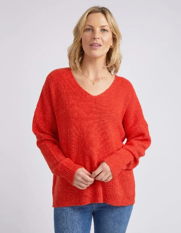 Elm Verity V Neck Knit - Tangello