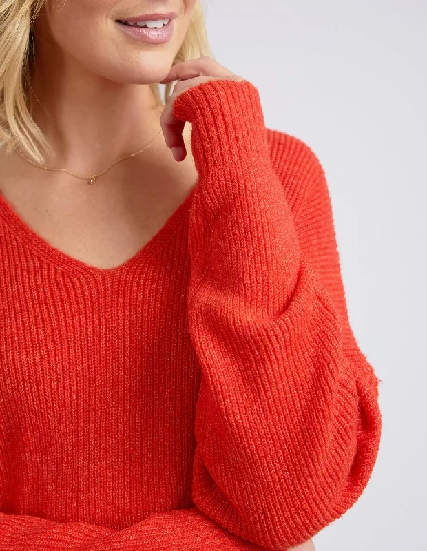 Elm Verity V Neck Knit - Tangello