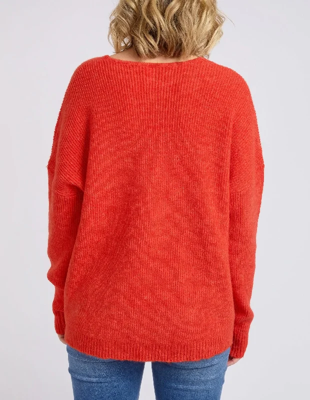 Elm Verity V Neck Knit - Tangello